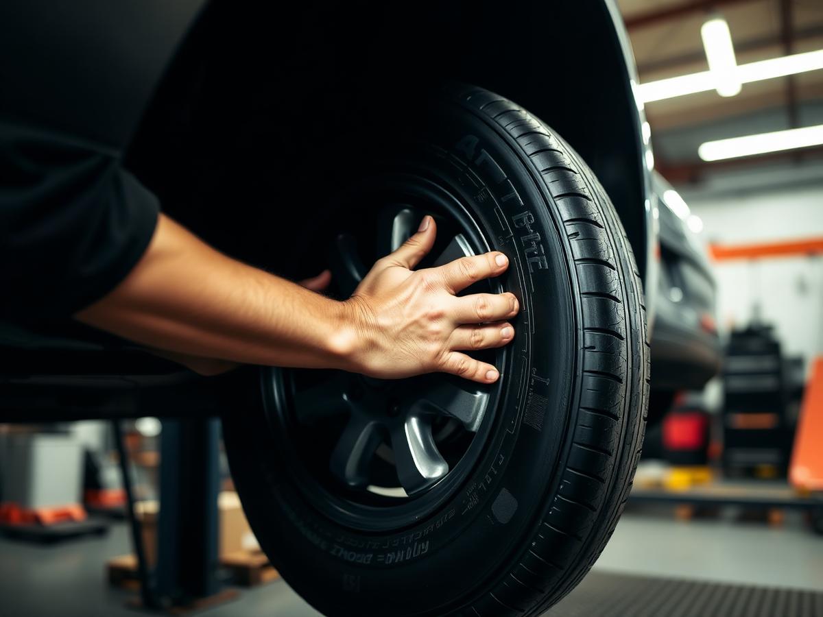 Technician installing a tire at Salgado Tires